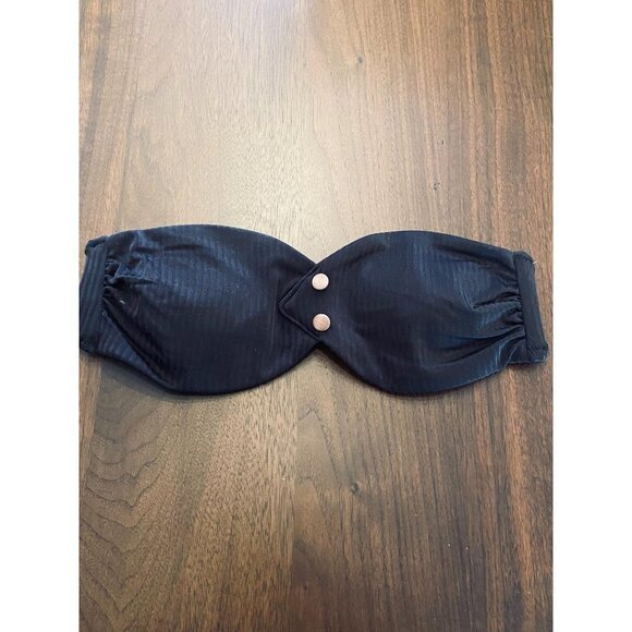 Onia Allegra Button- Embellish Bandeau Bikini Top in Black Small - Picture 6 of 13
